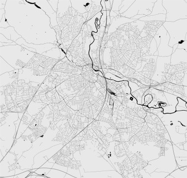 Derby şehrinin vektör haritası, Doğu Midlands, İngiltere, Uk