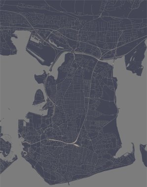 Portsmouth şehrinin vektör haritası, Hampshire, Güney Doğu İngiltere, İngiltere, Uk