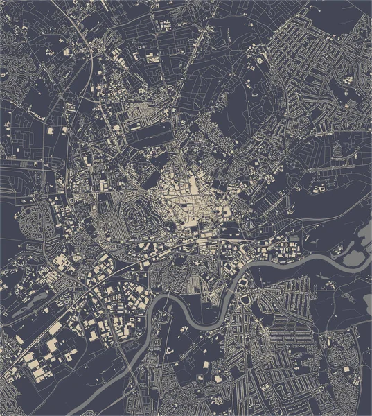 Mapa Vetorial Cidade Nottingham Nottinghamshire East Midlands Inglaterra Reino Unido — Vetor de Stock