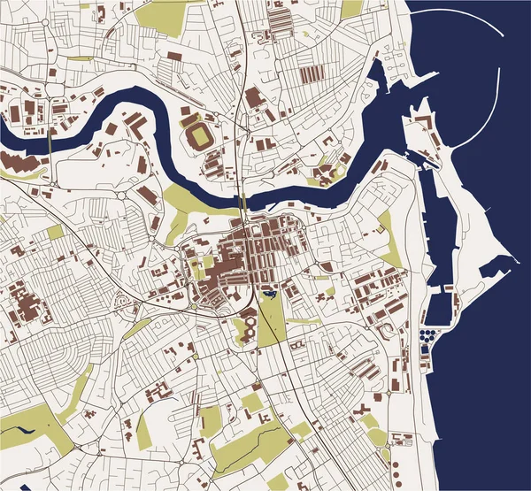 Sunderland Şehrinin Vektör Haritası Tyne Wear Kuzey Doğu Ngiltere Ngiltere — Stok Vektör