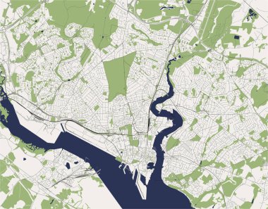 Southampton, Hampshire 'ın vektör haritası, Güney Doğu İngiltere, İngiltere, Uk