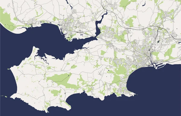 Swansea şehrinin vektör haritası, Glamorgan, Batı Glamorgan, Galler, Uk
