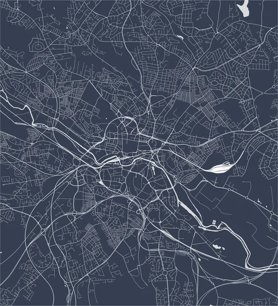 Vektorkarte Der Stadt Von Leeds West Yorkshire Yorkshire Humber England — Stockvektor
