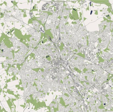 Wolverhampton şehrinin vektör haritası, Batı Midlands, İngiltere, İngiltere