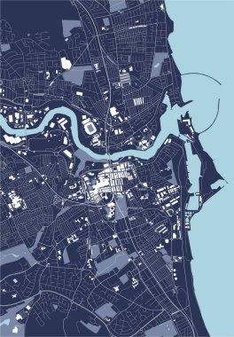 vector map of the city of Sunderland, Tyne and Wear, North East England, England, UK clipart