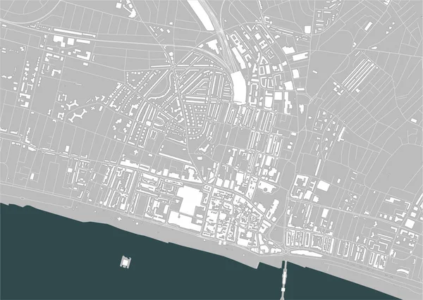 英国英格兰东南萨塞克斯郡Brighton市的矢量地图 — 图库矢量图片