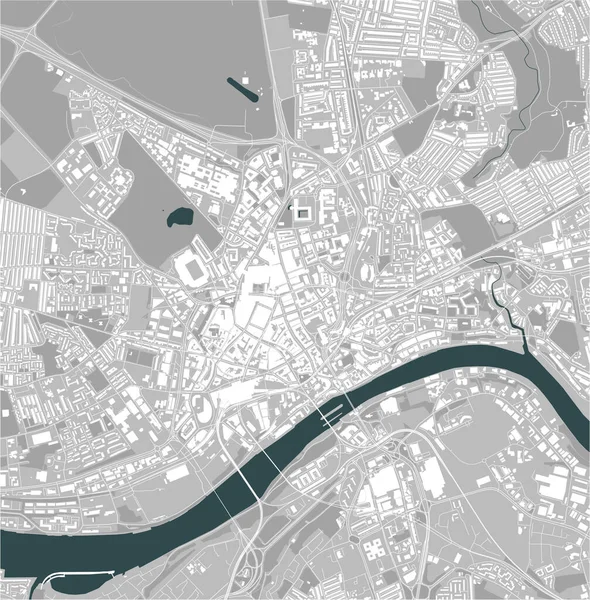 Mapa Vectorial Ciudad Newcastle Tyne Tyne Wear Noreste Inglaterra Inglaterra — Archivo Imágenes Vectoriales