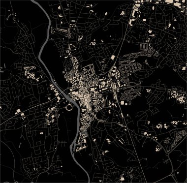 Worcester, Worcestershire, Batı Midlands, İngiltere 'nin vektör haritası.