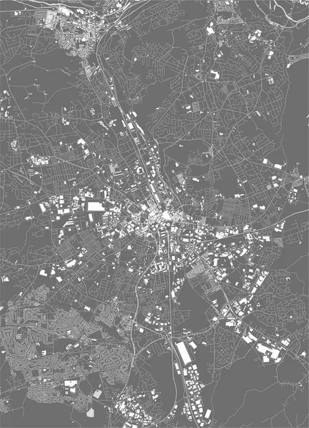 英国约克郡西约克郡布拉德福德市和亨伯市的矢量地图 — 图库矢量图片