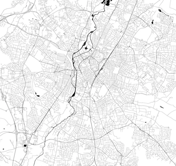 Mapa da cidade de Leicester, Leicestershire, East Midlands, Inglaterra, Reino Unido — Vetor de Stock