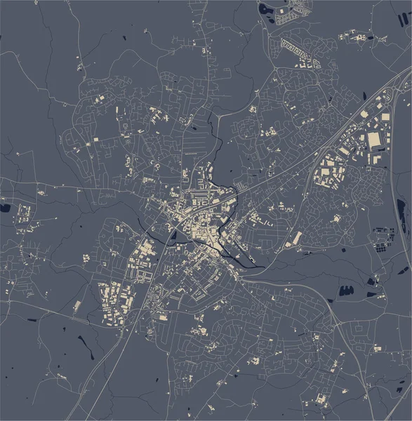 Mapa de la ciudad de Chelmsford, Essex, East of England, England, UK — Vector de stock