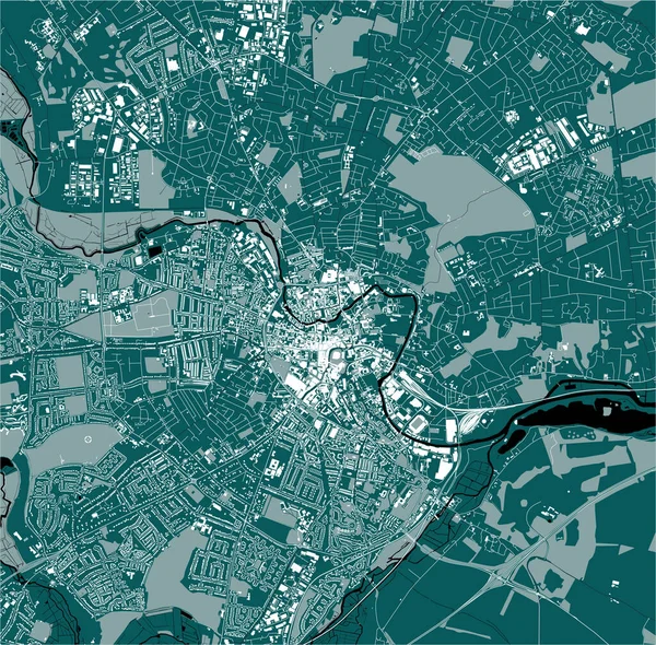 Карта города Норвич, Норфолк, восток Англии, Англия, Великобритания — стоковый вектор