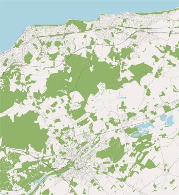 Canterbury şehrinin vektör haritası, Kent, Güney Doğu İngiltere, İngiltere, İngiltere