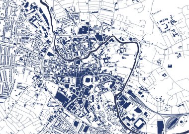 Norwich, Norfolk 'un vektör haritası, İngiltere' nin doğusu, İngiltere, İngiltere