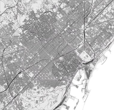 Barcelona, İspanya şehir merkezinin vektör haritası
