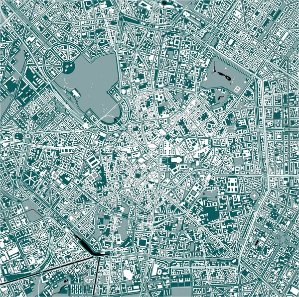 Wektorowa Mapa Mediolanu Stolica Lombardii Włochy — Wektor stockowy