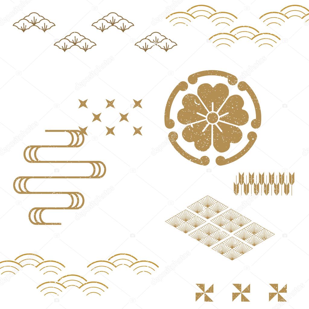 set elements for Japanese pattern , vector illustration 