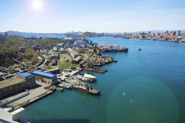 Deniz şehir. Gemi liman. gemi yüzer