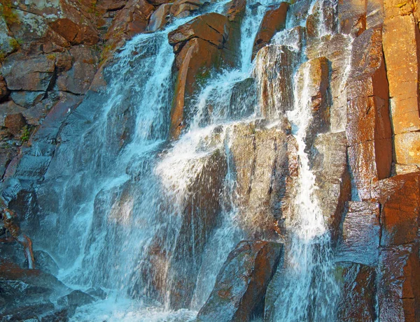 Une belle cascade dans la forêt. Faune, cascades dans une forêt déserte. taïga . — Photo