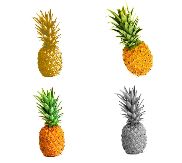 Rijpe ananas op witte achtergrond, ananas op geïsoleerde achtergrond. stylizen — Stockfoto