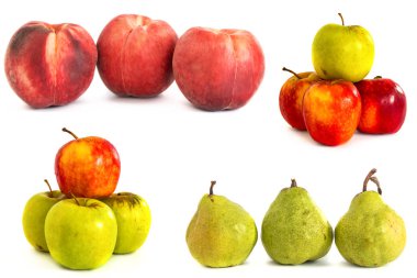 Beyaz vone şeftali armut elma. İzole.