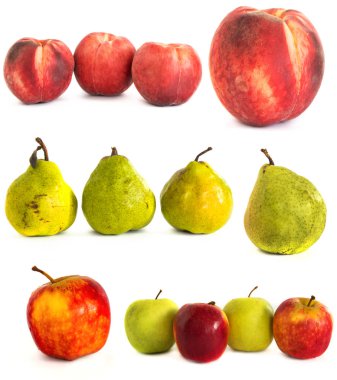 Beyaz vone şeftali armut elma. İzole.