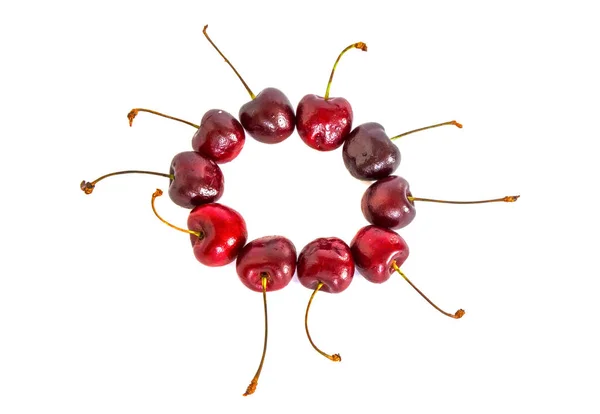 A lot of different sweet cherry on a white background, — Stock Photo, Image