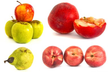 Beyaz vone şeftali armut elma. İzole.