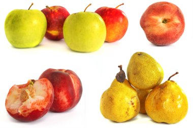 Beyaz vone şeftali armut elma. İzole.