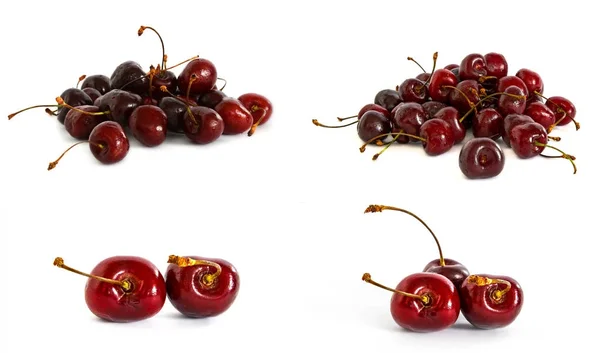 A lot of different sweet cherry on a white background, — Stock Photo, Image