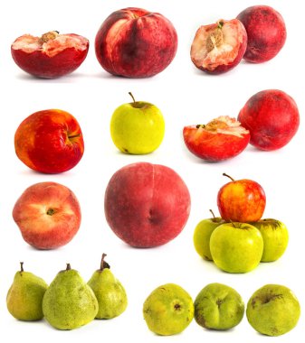 Beyaz vone şeftali armut elma. İzole.