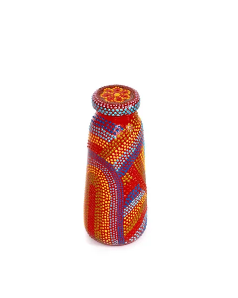 dot painting. bottle painted with paints. very nice decor. isolate.