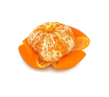 büyük, olgun, parlak, beyaz bir arka planda izole arka plan üzerinde sulu meyve mandalina. Mandarin