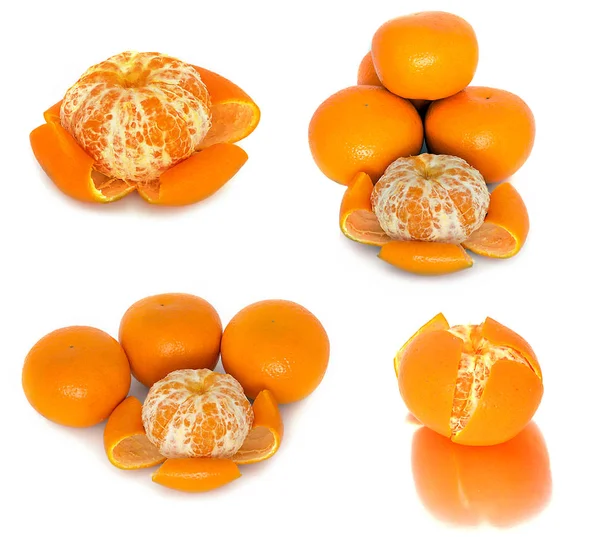 Mandarinas varias opciones diferentes sobre un fondo blanco. Cítricos sin fondo . —  Fotos de Stock