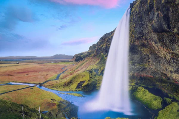 Seljalandsfoss & Blue Sky — Stock Photo, Image