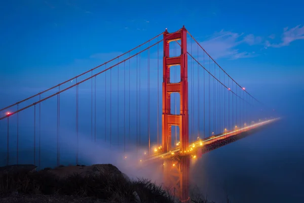 Golden Gate & Night Lights — Stockfoto