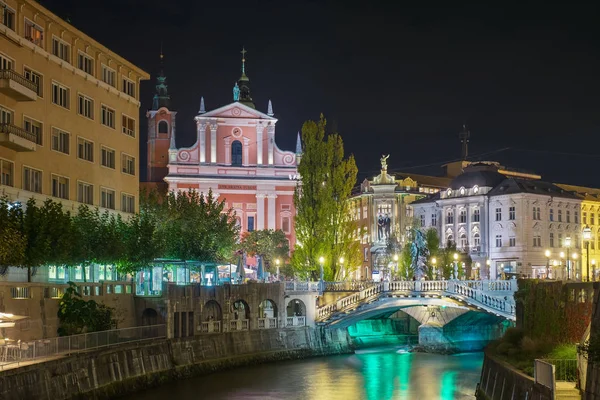 Ljubljana and Night — Stock Photo, Image