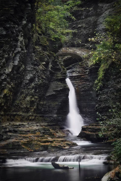 Long Exposure Photo Watkins Glen Park Waterfall — Stock Photo, Image