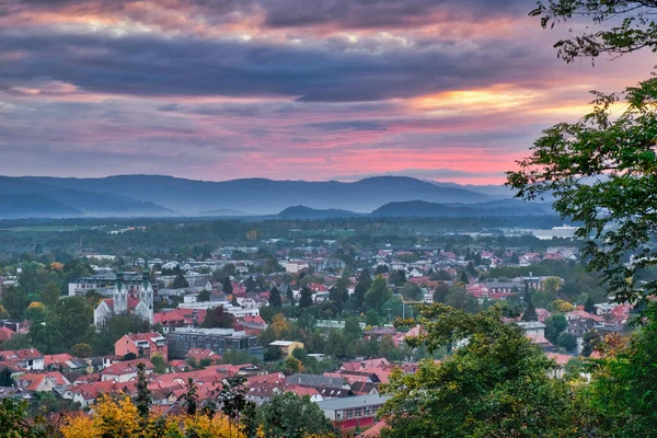 Foto Von Der Ansicht Von Ljubljana Bei Sonnenuntergang — Stockfoto