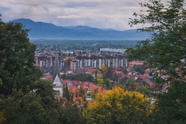 Foto Von Oben Auf Ljubljana Und Die Wolken — Stockfoto