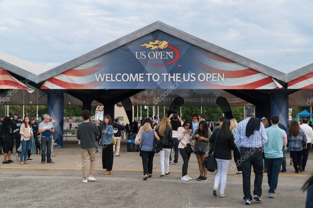 New York City, Circa 2017: Entrance view to US Open tennis tournament in Flushing Queens stadium