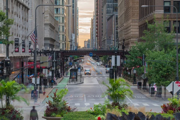 Chicago Circa 2019 Downtown Chicago Dag Lange Blootstelling Aan Ochtendverkeer — Stockfoto