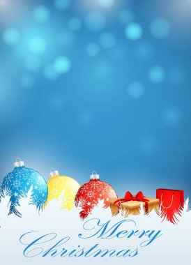 Noel hediye kutusu ve topları arka plan