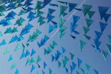 Gökyüzüne karşı bayrakları sallayarak