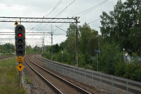 Utsikt Över Tåg Och Järnvägsspåren — Stockfoto