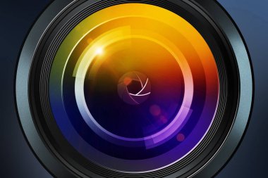 Fotoğraf lens koyu arka plan üzerinde