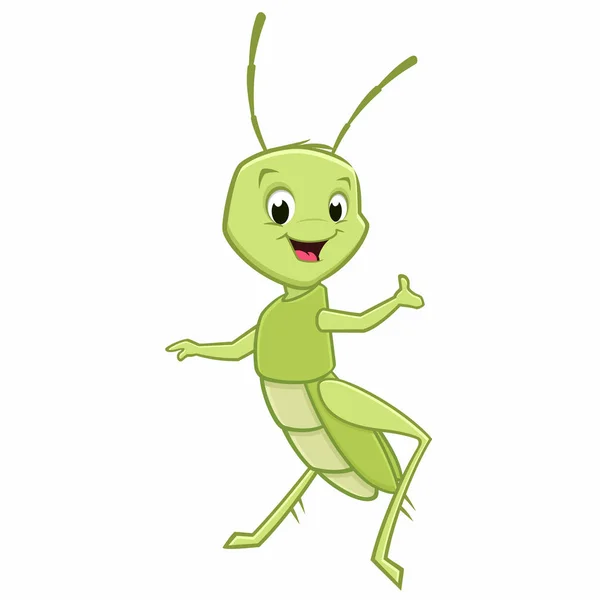 Cartoon Cute Grasshopper — Stock Vector