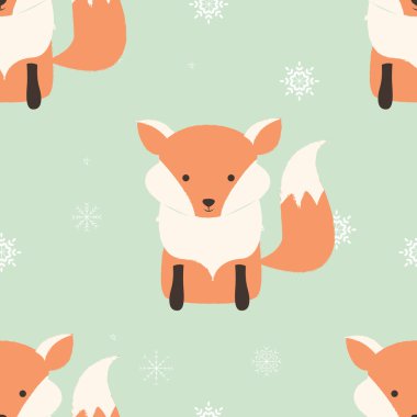 Şirin hipster fox kesintisiz Merry Christmas desenlerle