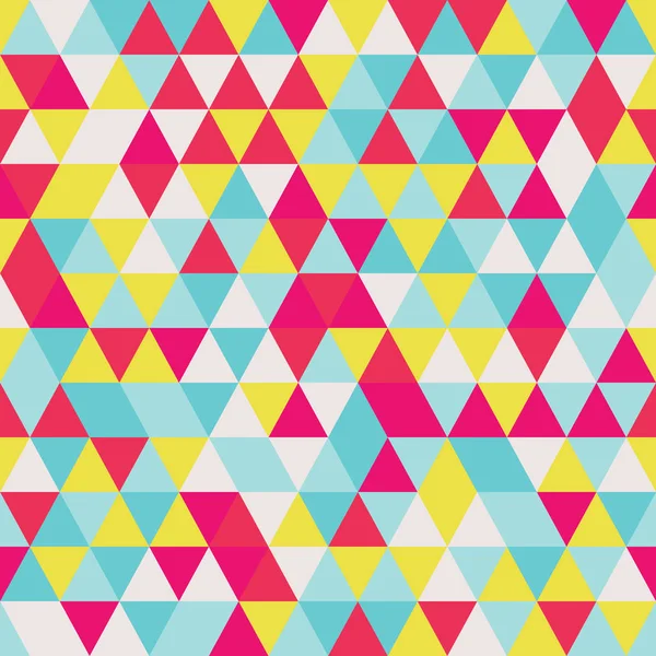 Geometric seamless pattern with colorful triangles in retro design — Stock Vector