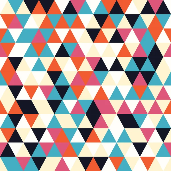 Геометрический бесшовный узор с цветными треугольниками в ретро-дизайне — стоковый вектор